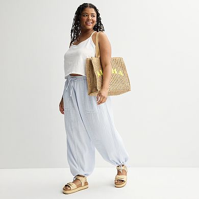 Juniors' Plus Size SO® Low-Rise Double Gauze Joggers