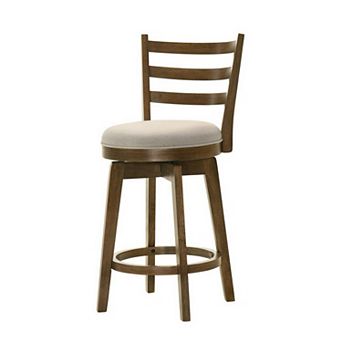 Fila 26 Inch Counter Height Swivel Stool Chair, Padded Seat, Brown