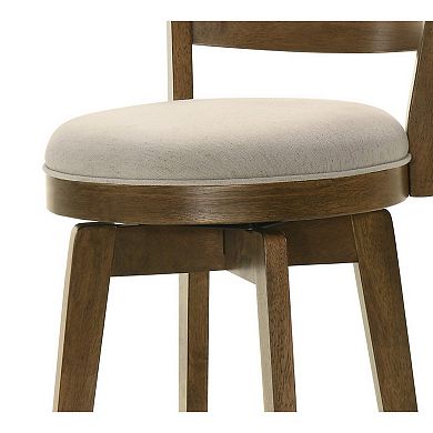 Fila 26 Inch Counter Height Swivel Stool Chair, Padded Seat, Brown