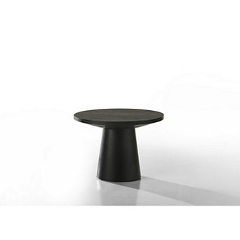 Yuvi 22 Inch Side End Table, Round Top, Pedestal Base, Ebony Black Finish