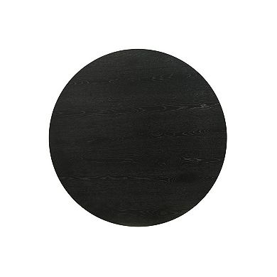Yuvi 22 Inch Side End Table, Round Top, Pedestal Base, Ebony Black Finish