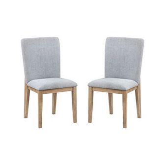 Emi 25 Inch Dining Chair Set Of 2, Cushioned Seat, Gray Linen Upholstery