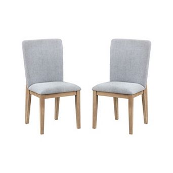 Emi 25 Inch Dining Chair Set Of 2, Cushioned Seat, Gray Linen Upholstery