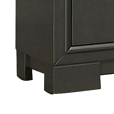 Aliso 23 Inch Nightstand, 2 Drawers, Bracket Feet, Solid Wood, Dark Gray