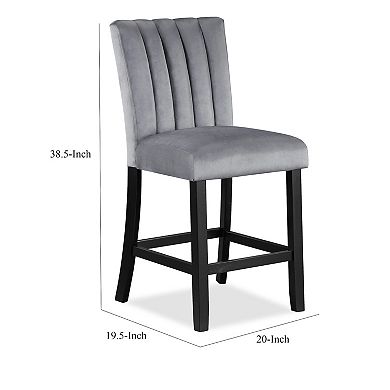 Marcus 26 Inch Counter Height Chair Set Of 2, Channel Tufted, Wood, Gray