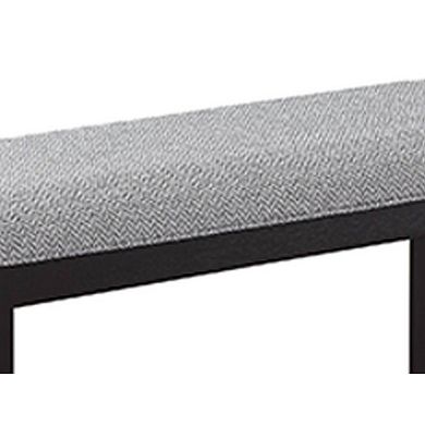Kara 42 Inch Counter Height Bench, Wood Frame, Fabric Upholstery, Gray