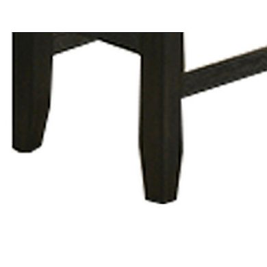 Woodlands 48 Inch Counter Height Bench, Wood, Tufted Seat, Black, White