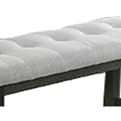 Woodlands 48 Inch Counter Height Bench, Wood, Tufted Seat, Black, White