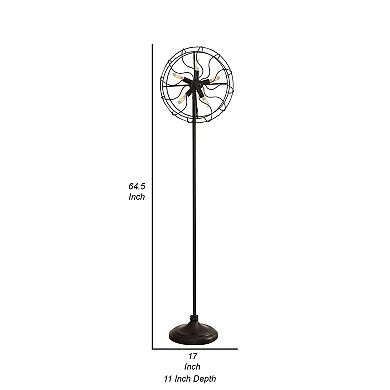 Quinn 63 Inch Accent Floor Lamp, Vintage Fan Design, Antique Bronze Finish