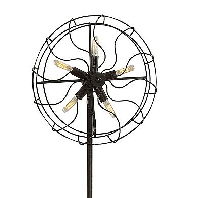 Quinn 63 Inch Accent Floor Lamp, Vintage Fan Design, Antique Bronze Finish