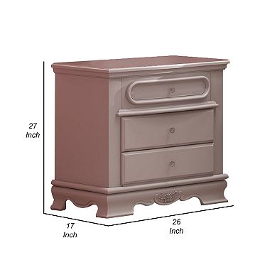 Auri 27 Inch Nightstand With 2 Drawer, Molded Trim Floral Motifs, White
