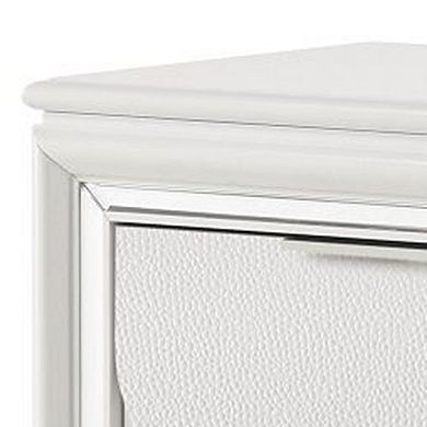 Rara 30 Inch Nightstand, 2 Drawers, Mirror Trim, Acrylic Legs, White