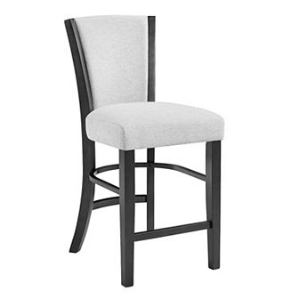 Brandon 24 Inch Counter Height Chair Set Of 2, White Fabric Upholstery
