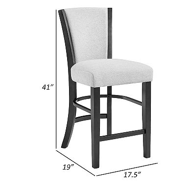 Brandon 24 Inch Counter Height Chair Set Of 2, White Fabric Upholstery