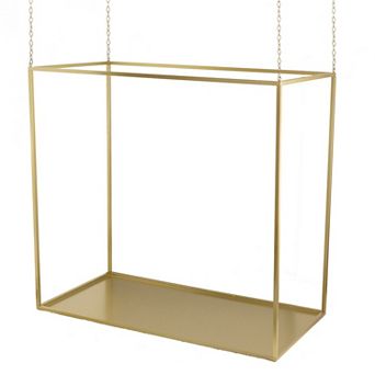 47 Inch Plant Stand With 4 Adjustable Chains, Floating Effect, Iron, Gold