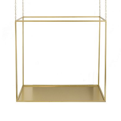 47 Inch Plant Stand With 4 Adjustable Chains, Floating Effect, Iron, Gold