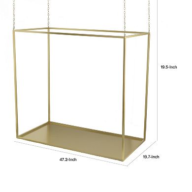 47 Inch Plant Stand With 4 Adjustable Chains, Floating Effect, Iron, Gold
