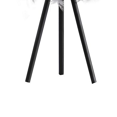 Rio 21 Inch Accent Table Lamp, Gray Feather Shade, Black Metal Tripod Base