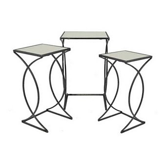 Rikki Plant Stand Table Set Of 3, Curved Base, Modern Black Finished Metal