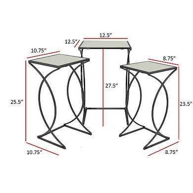 Rikki Plant Stand Table Set Of 3, Curved Base, Modern Black Finished Metal