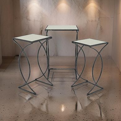 Rikki Plant Stand Table Set Of 3, Curved Base, Modern Black Finished Metal