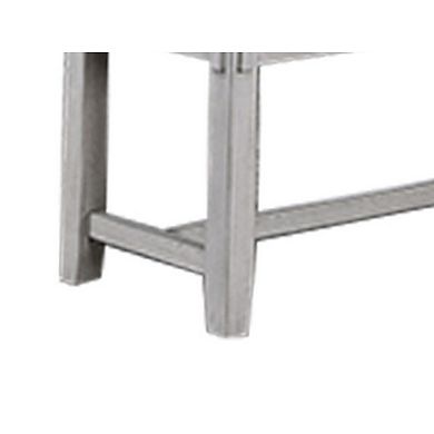 Peter 50 Inch Dining Bench, Fabric Upholstery, Cushioned, Driftwood Gray