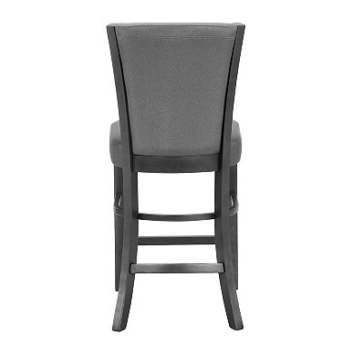 Brandon 24 Inch Counter Height Chair Set Of 2, Gray Fabric Upholstery