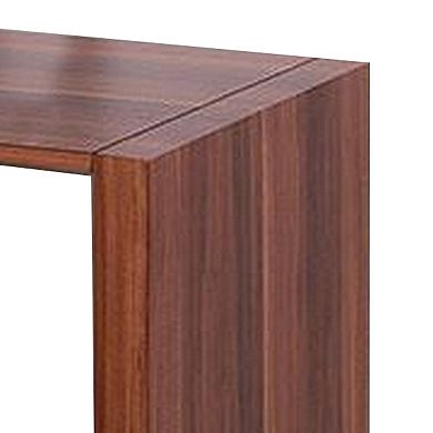 Bere 47 Inch Sofa Table With Black Glass Top, Open Shelves, Brown Wood