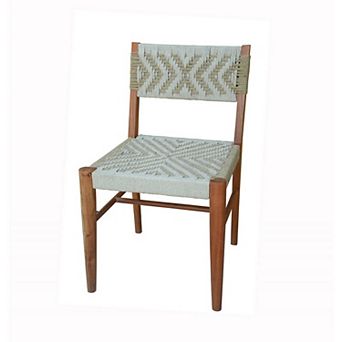Cero 21 Inch Dining Chair, Woven Cotton Seat and Back, Brown, Gray