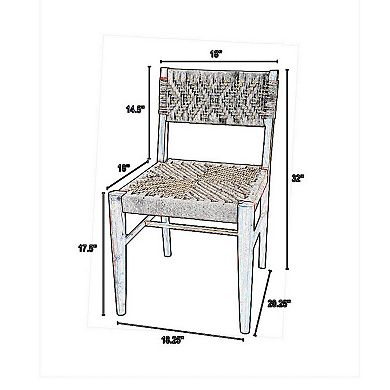 Cero 21 Inch Dining Chair, Woven Cotton Seat and Back, Brown, Gray