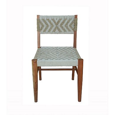 Cero 21 Inch Dining Chair, Woven Cotton Seat and Back, Brown, Gray