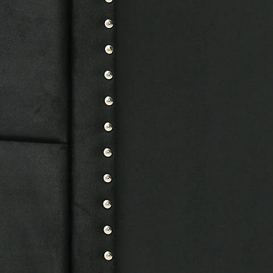 Moha 28 Inch Nightstand, Wood, 2 Drawers, Metal Handles, Black Velvet