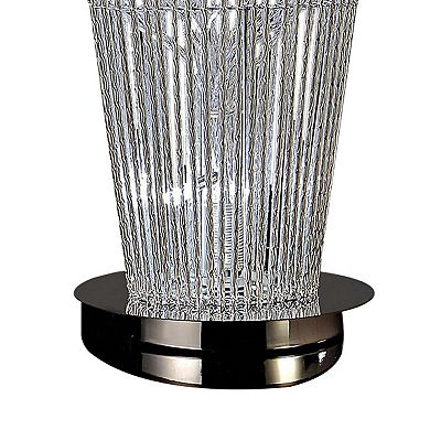 26 Inch Accent Table Lamp, Flower Vase Design, Metal, Chrome Finish