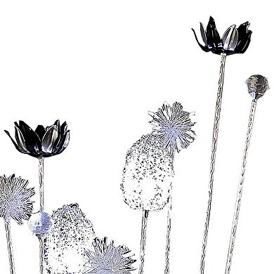 26 Inch Accent Table Lamp, Flower Vase Design, Metal, Chrome Finish