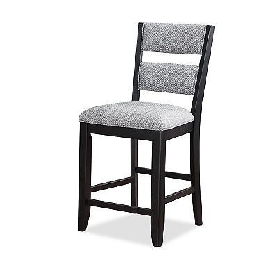 Kara 26 Inch Counter Height Chair Set Of 2, Wood Frame, Upholstered, Gray