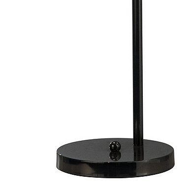 30 Inch Arc Table Lamp, Glass Bulb Shaped Shade, Metal, Black Nickel