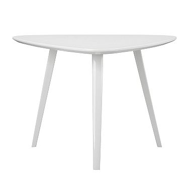 Hle 23 Inch Accent Table, High Gloss Lacquer Triangular Top, Steel, White