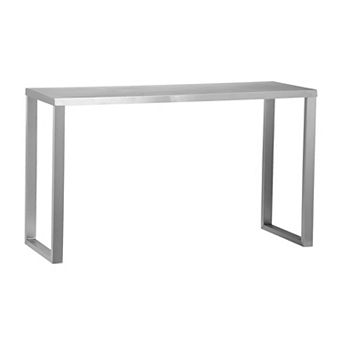 Tom 53 Inch Console, Rectangular Top, Square Legs, Chrome Brushed Metal