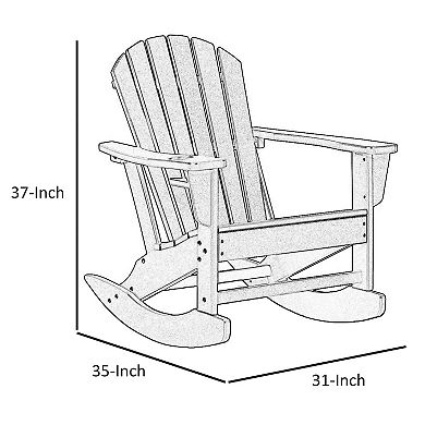 Sami 35 Inch Outdoor Rocking Chair, Slatted Design, Modern White Finish