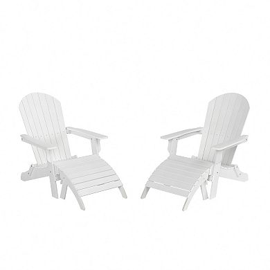 Westintrends 4-piece Hips outdoor/patio folding adirondack chair With Folding Ottoman