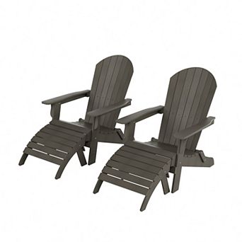 Westintrends 4 pc Hips outdoor/patio folding adirondack chair With Folding Ottoman