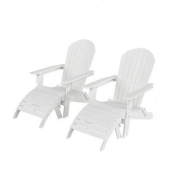 Westintrends 4 pc Hips outdoor/patio folding adirondack chair With Folding Ottoman