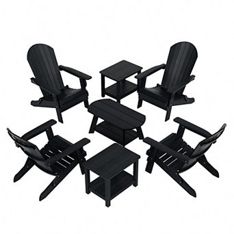 Westintrends 7 pc Hips Outdoor Poly Adirondack Conversation Set