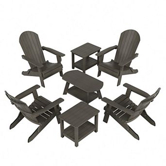 Westintrends 7 pc Hips Outdoor Poly Adirondack Conversation Set
