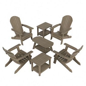 Westintrends 7 pc Hips Outdoor Poly Adirondack Conversation Set