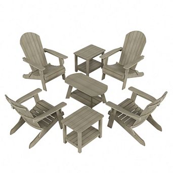 Westintrends 7 pc Hips Outdoor Poly Adirondack Conversation Set