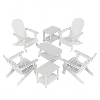 Westintrends 7 pc Hips Outdoor Poly Adirondack Conversation Set