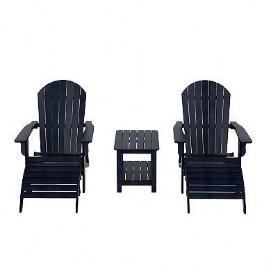 Westintrends 5-piece Hips Outdoor/patio Folding Adirondack Chair With Folding Ottoman And Side Table