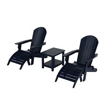 Westintrends 5 pc Hips Outdoor/patio Folding Adirondack Chair With Folding Ottoman And Side Table