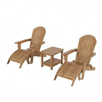 Westintrends 5 pc Hips Outdoor/patio Folding Adirondack Chair With Folding Ottoman And Side Table